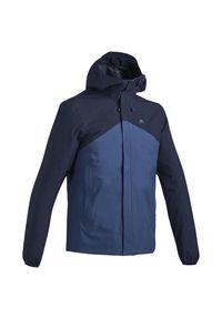 quechua - Kurtka turystyczna męska Quechua MH100 wodoodporna. Kolor: niebieski. Materiał: skóra, materiał. Sport: turystyka piesza #1