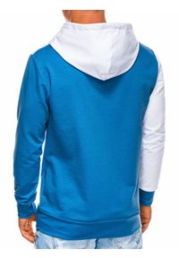 Ombre Clothing - Bluza męska z kapturem B1050 - niebieska - XXL. Okazja: na co dzień. Typ kołnierza: kaptur. Kolor: niebieski. Materiał: elastan, bawełna. Styl: casual, klasyczny