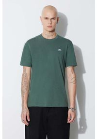 Lacoste t-shirt męski kolor zielony gładki. Kolor: zielony. Materiał: dzianina. Wzór: gładki