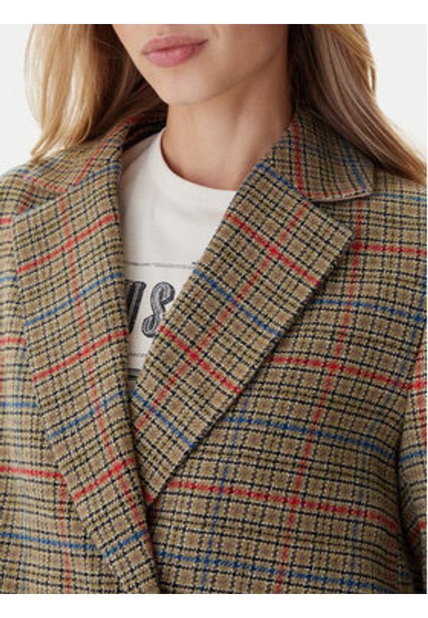 Mustang Marynarka Marlow 1016743 Brązowy Relaxed Fit. Kolor: brązowy. Materiał: syntetyk