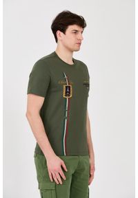 Aeronautica Militare - AERONAUTICA MILITARE Zielony bawełniany męski t-shirt Frecce Tricolori Short Sleeve, Rozmiar M. Kolor: zielony. Materiał: bawełna