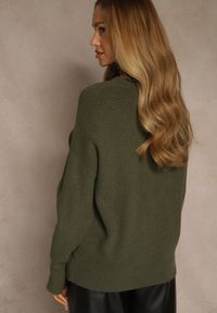 Renee - Ciemnozielony Sweter z Dodatkiem Kaszmiru i Trójkątnym Dekoltem Silefera. Okazja: na co dzień. Kolor: zielony. Materiał: kaszmir. Styl: casual, elegancki #3