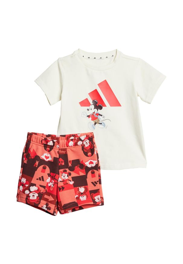 Zestaw Adidas Disney Mickey Mouse T-Shirt. Okazja: na uczelnię. Kolor: czerwony, biały, wielokolorowy. Materiał: dresówka. Wzór: motyw z bajki. Styl: sportowy