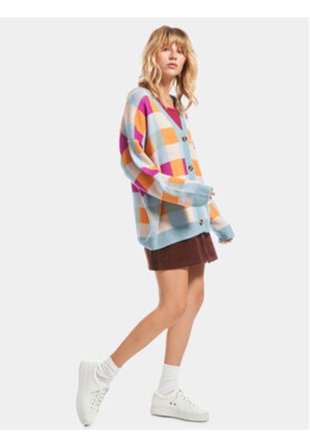Roxy Kardigan Small Slow Chec Swtr ERJSW03578 Niebieski Regular Fit. Kolor: niebieski. Materiał: syntetyk