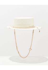 RUSLAN BAGINSKIY - Biały słomiany kapelusz. Kolor: biały. Materiał: materiał. Wzór: aplikacja #4