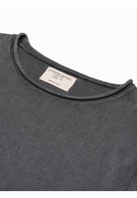 Ombre Clothing - Sweter męski bawełniany E180 - grafitowy - XXL. Kolor: szary. Materiał: bawełna. Styl: klasyczny #6