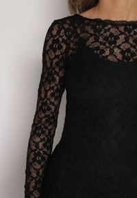 Born2be - Czarna Koronkowa Sukienka Taliowana z Odkrytymi Plecami Talifera. Kolor: czarny. Materiał: koronka. Długość rękawa: na ramiączkach. Wzór: koronka. Styl: klasyczny, elegancki #5