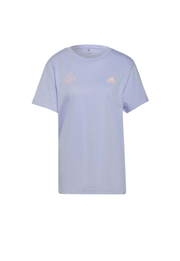 Adidas - Koszulka adidas Signature Tee W GV1344. Kolor: fioletowy