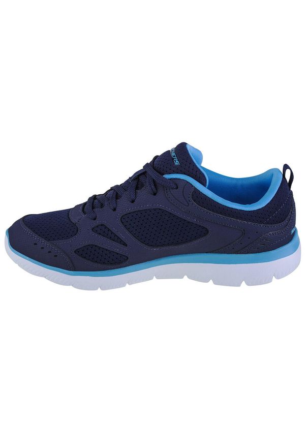 skechers - Buty sportowe Sneakersy damskie, Skechers Summits Suited. Zapięcie: sznurówki. Kolor: niebieski. Materiał: guma, syntetyk, tkanina, materiał. Szerokość cholewki: normalna. Sport: turystyka piesza