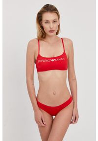 Emporio Armani Underwear - Emporio Armani Strój kąpielowy kolor czerwony miękka miseczka. Kolor: czerwony. Wzór: nadruk #1