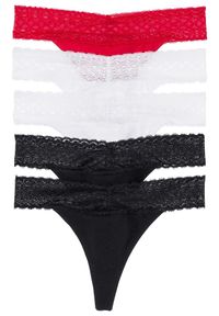 bonprix - Stringi z koronką (5 par). Kolor: czarny. Materiał: koronka. Wzór: koronka #1