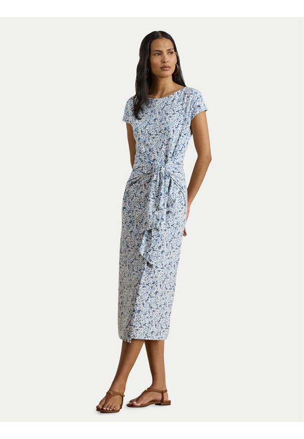 Lauren Ralph Lauren - LAUREN RALPH LAUREN Sukienka codzienna 200P09120001 Niebieski jasny Slim Fit. Okazja: na co dzień. Kolor: niebieski. Materiał: bawełna. Typ sukienki: proste. Styl: casual