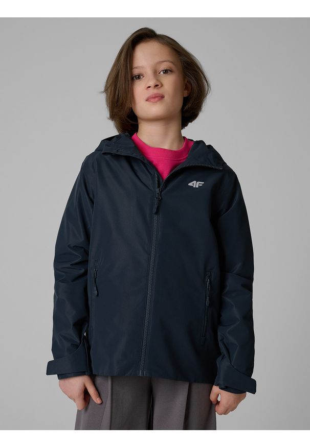 4f - 4F Kurtka przejściowa membrana 5000 dziecięca - granatowa 158 (12-13 lat). Okazja: na spacer, na co dzień, na uczelnię. Kolor: niebieski. Sezon: lato. Styl: casual