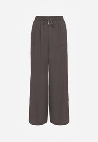 Renee - Szare Szerokie Spodnie z Wiskozą z Gumką w Pasie Lealirre. Okazja: na co dzień. Kolor: szary. Materiał: wiskoza. Wzór: gładki. Styl: casual #5