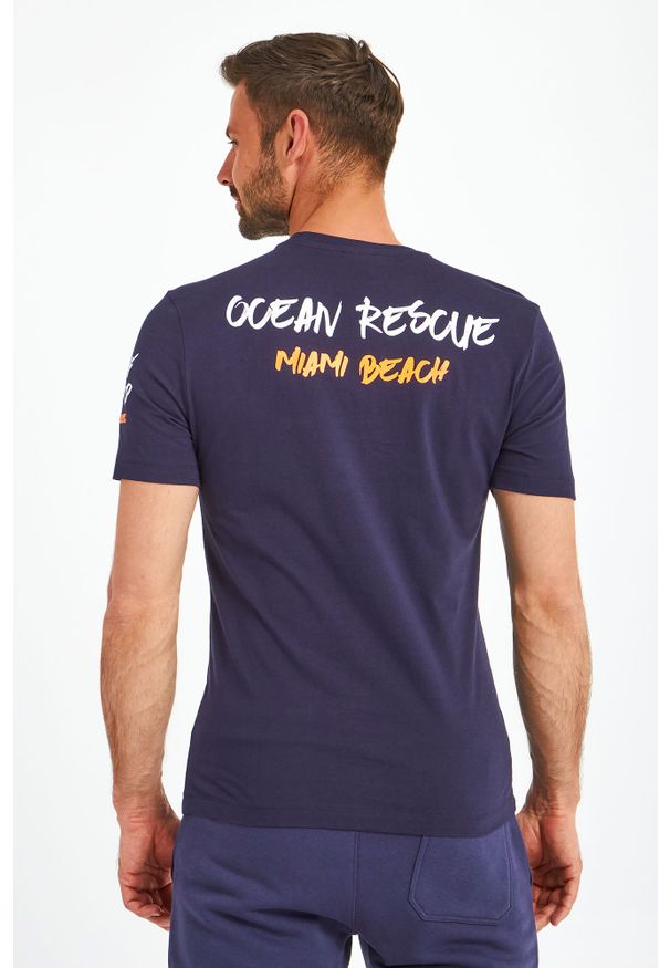 Blauer - T-SHIRT BLAUER. Materiał: bawełna. Długość rękawa: krótki rękaw. Długość: krótkie. Wzór: nadruk. Sezon: lato. Styl: klasyczny