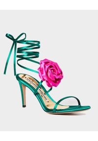 ALEXANDRE VAUTHIER - Zielone sandały Laurel. Zapięcie: pasek. Kolor: zielony. Materiał: satyna. Wzór: kwiaty #4