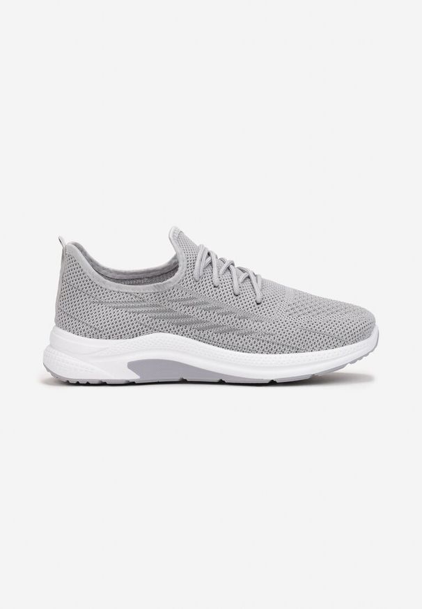 Born2be - Szare Buty Sportowe z Siateczki Zdobione Wiązaniem Salmerus. Wysokość cholewki: przed kostkę. Nosek buta: okrągły. Kolor: szary. Materiał: materiał. Szerokość cholewki: normalna. Wzór: aplikacja