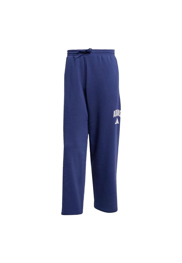 Adidas - Spodnie Collegiate. Kolor: biały, wielokolorowy, niebieski. Materiał: polar