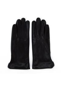 Wittchen - Damskie rękawiczki skórzane z połyskującym wykończeniem czarne. Kolor: czarny. Materiał: skóra. Styl: klasyczny, elegancki #4