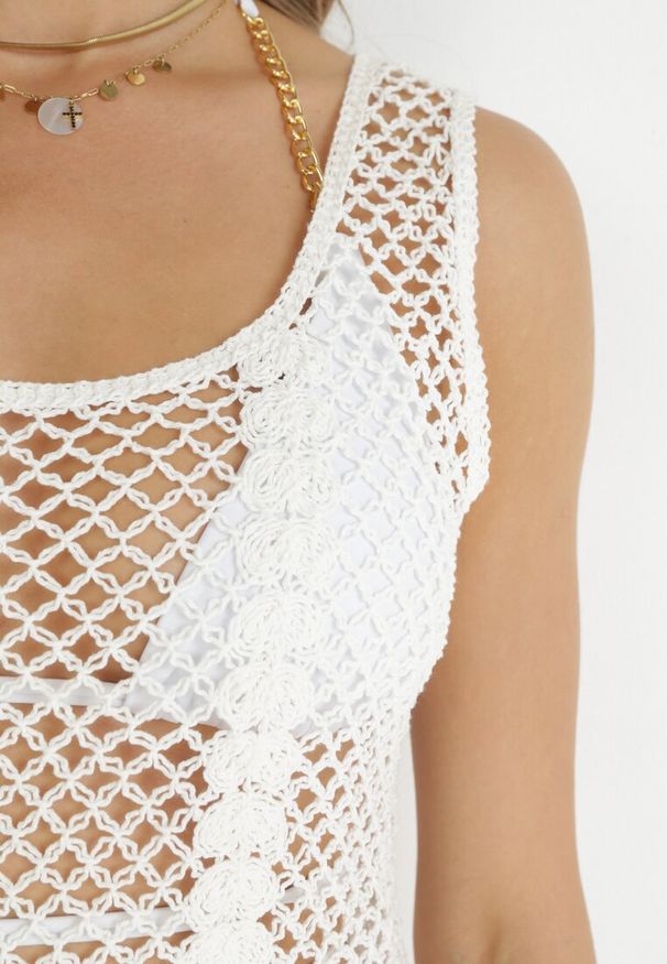 Born2be - Biała Szydełkowa Bluzka Top z Bawełny Madix. Kolor: biały. Materiał: bawełna. Długość rękawa: bez rękawów. Sezon: wiosna, lato. Styl: klasyczny