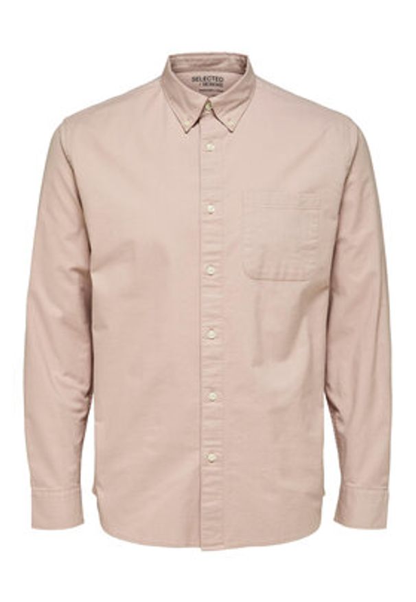 Selected Homme Koszula Rick 16077359 Beżowy Regular Fit. Kolor: różowy. Materiał: bawełna