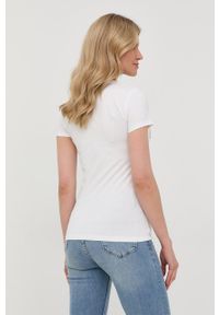 Guess t-shirt damski kolor biały. Kolor: biały. Materiał: dzianina. Wzór: aplikacja #4