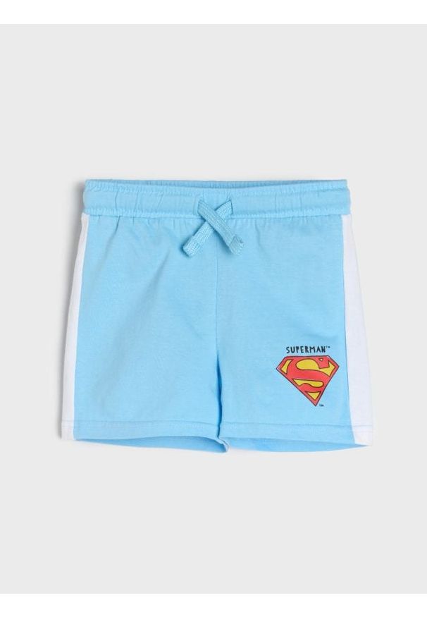 Sinsay - Szorty Superman - błękitny. Kolor: niebieski. Wzór: motyw z bajki