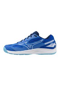 Buty halowe Mizuno Cyclone Speed 4. Kolor: biały, niebieski, wielokolorowy. Materiał: syntetyk, materiał. Sport: siatkówka