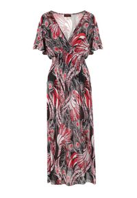 Born2be - Czerwona Sukienka Anastythia. Typ kołnierza: dekolt kopertowy. Kolor: czerwony. Długość rękawa: krótki rękaw. Sezon: lato. Typ sukienki: kopertowe. Długość: midi #5