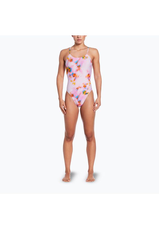 Strój pływacki jednoczęściowy damski Nike Hydrastrong Cutout. Kolor: różowy