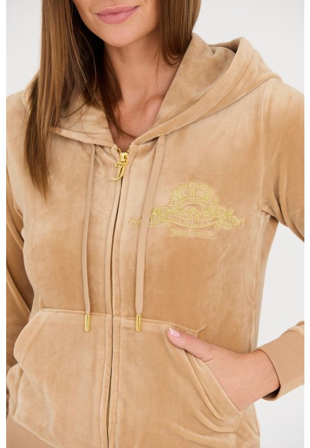 Juicy Couture - JUICY COUTURE Beżowa damska bluza Arched Metallic, Rozmiar L. Kolor: beżowy