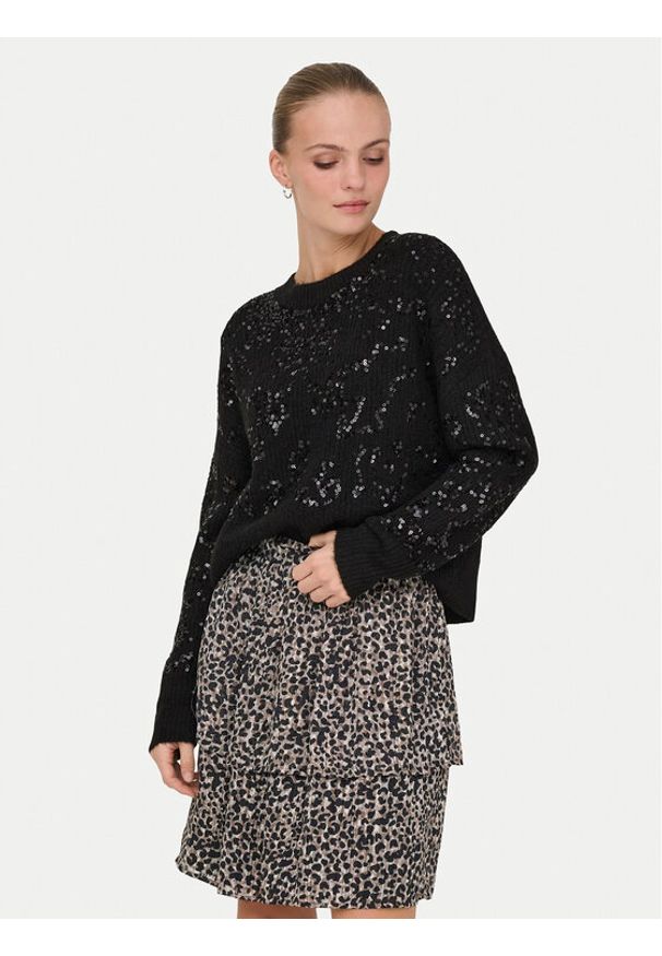 only - ONLY Sweter Alta 15353230 Czarny Regular Fit. Kolor: czarny. Materiał: syntetyk