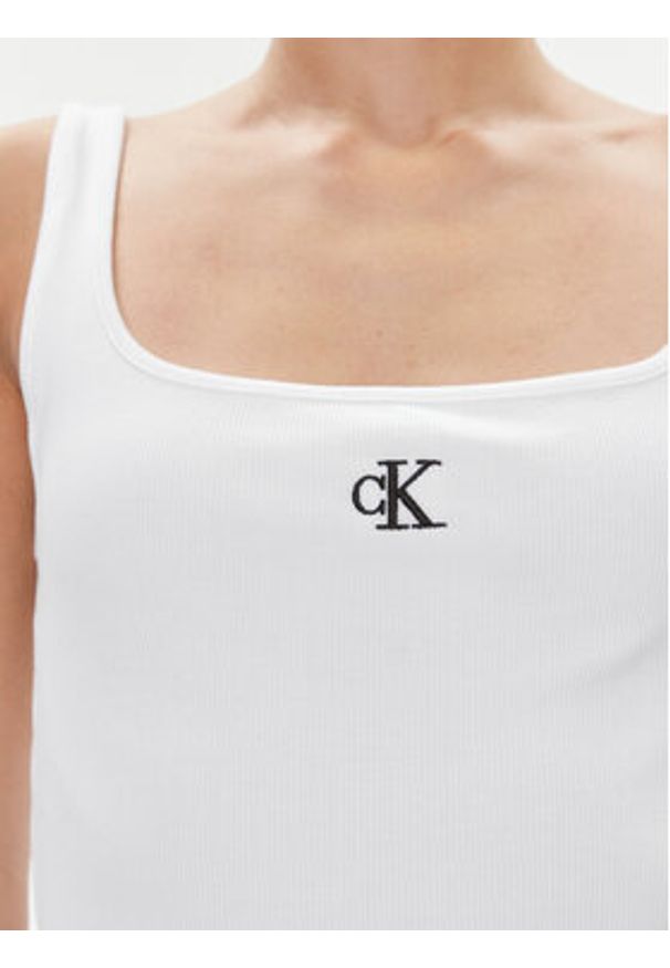 Calvin Klein Jeans Top J20J223192 Biały Relaxed Fit. Kolor: biały. Materiał: bawełna