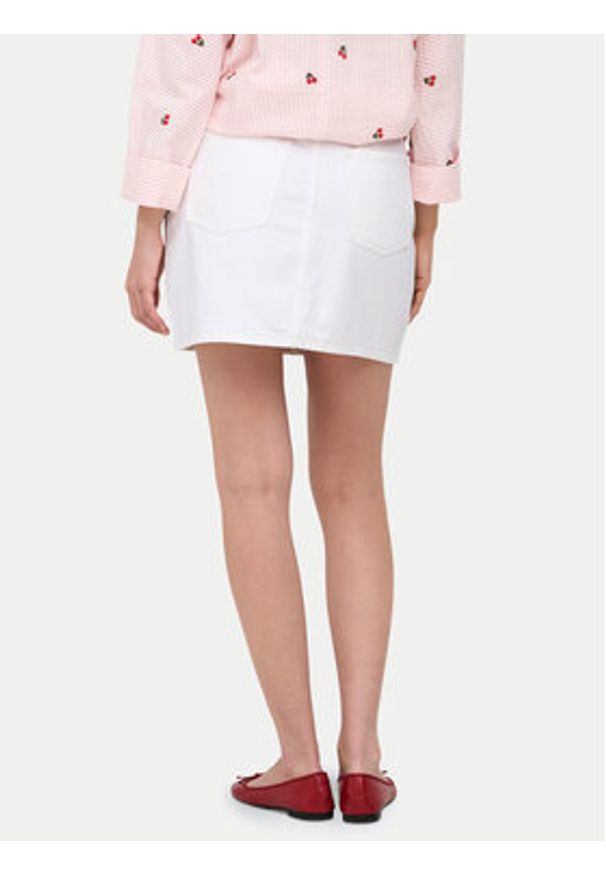 only - ONLY Spódnica jeansowa Stella 15339630 Biały Regular Fit. Kolor: biały. Materiał: bawełna