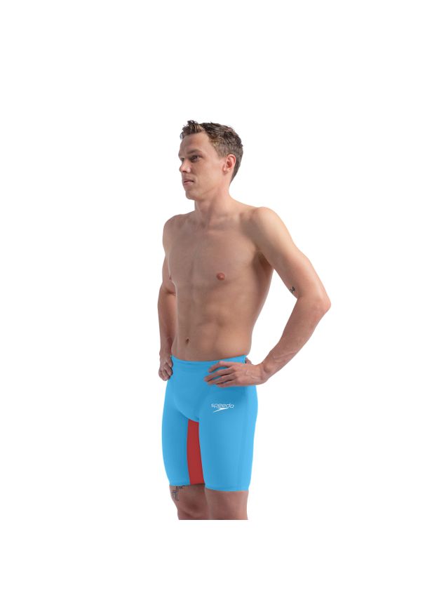 Strój pływacki startowy męski Speedo LZR Valor 2.0. Kolor: czerwony, niebieski, wielokolorowy