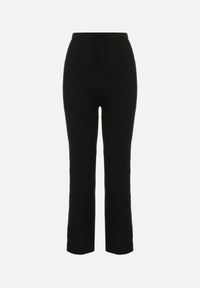 Born2be - Czarne Prążkowane Spodnie z Wełną o Szerokim Kroju z Wysokim Stanem Reinnia. Okazja: na co dzień. Stan: podwyższony. Kolor: czarny. Materiał: prążkowany, wełna. Styl: casual #4