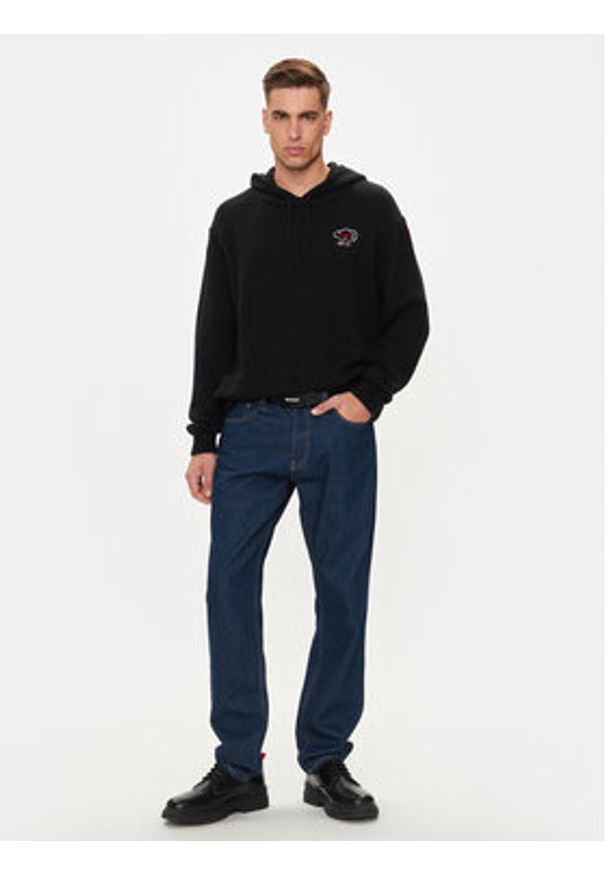 Hugo Sweter Scuud 50516626 Czarny Oversize. Kolor: czarny. Materiał: syntetyk