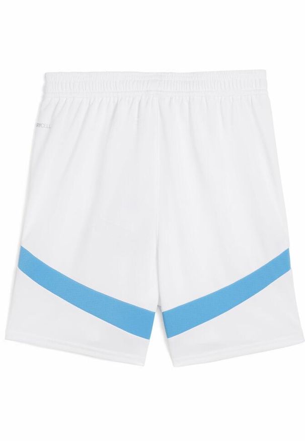 Puma - Spodenki meczowe dla dzieci OM 2024/25. Kolor: biały, wielokolorowy, niebieski. Styl: młodzieżowy