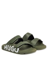 Hugo - HUGO Klapki Evander 50542042 Zielony. Kolor: zielony. Materiał: skóra #4