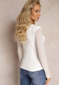 Renee - Biała Bluzka z Siateczką Lamivette. Kolor: biały. Materiał: wiskoza, tkanina