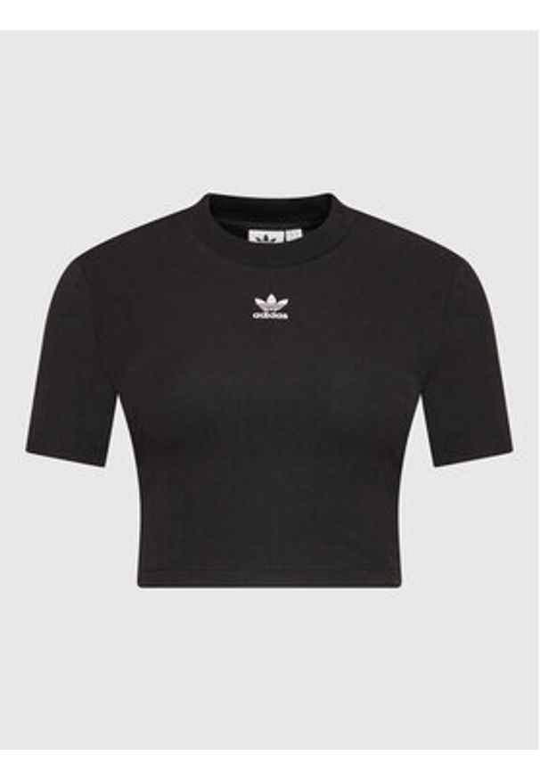 Adidas - adidas T-Shirt adicolor Essentials Rib Cropped HF3395 Czarny Regular Fit. Kolor: czarny. Materiał: bawełna