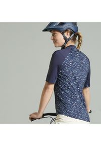 ROCKRIDER - Koszulka rowerowa MTB damska Rockrider Expl 500. Kolor: niebieski. Materiał: materiał, poliester, elastan. Długość: krótkie