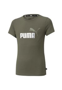 Koszulka treningowa dla dzieci Puma ESS+ Logo Tee. Kolor: zielony