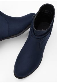 bonprix - Botki z marszczeniem. Okazja: na co dzień. Zapięcie: zamek. Kolor: niebieski. Styl: casual #2