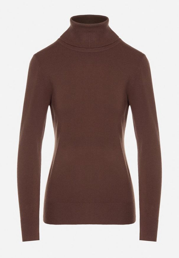 Born2be - Brązowy Golf Sweter z Wiskozą i Kaszmirem Zailaya. Okazja: na co dzień. Typ kołnierza: golf. Kolor: brązowy. Materiał: wiskoza, kaszmir. Styl: casual