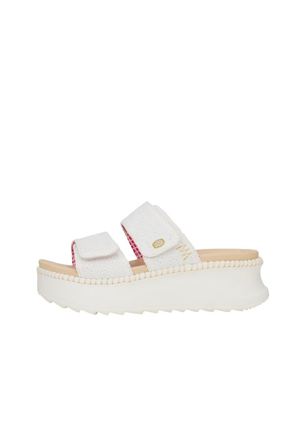 PRO BRANDS - Sandały HEY DUDE DELRAY SLIDE EYELET Biały. Kolor: biały. Materiał: tkanina