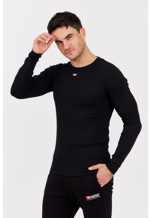 Diesel - DIESEL Czarny longsleeve męski D-RIBBER-LS-N, Rozmiar XL. Kolor: czarny. Materiał: materiał, elastan, bawełna. Długość rękawa: długi rękaw. Długość: długie