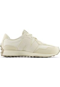 Buty dziecięce New Balance GS327BTS – beżowe. Okazja: na co dzień. Kolor: beżowy. Materiał: guma. Szerokość cholewki: normalna #1