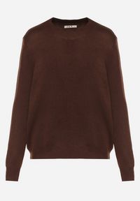 Born2be - Brązowy Klasyczny Sweter z Wełną Mailira. Okazja: na co dzień, do pracy. Kolor: brązowy. Materiał: wełna. Styl: klasyczny #6