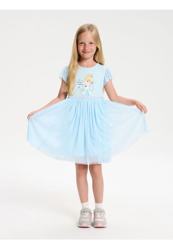 Sinsay - Sukienka Disney Princess - niebieski. Kolor: niebieski. Wzór: motyw z bajki